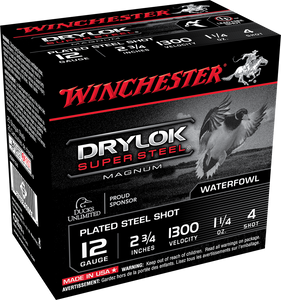 Winchester Ammo Drylok Super Steel, Win Xsm124  Drylock  12 2 3/4mg 4  Stl  11/4 25/10 Winchester Ammo Drylok Super Steel, Win Xsm124  Drylock  12 2 3/4mg 4  Stl  11/4 25/10