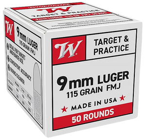 Winchester Ammo , Win W9mm50 9mm 115 Fmj 50/10 Winchester Ammo , Win W9mm50 9mm 115 Fmj 50/10