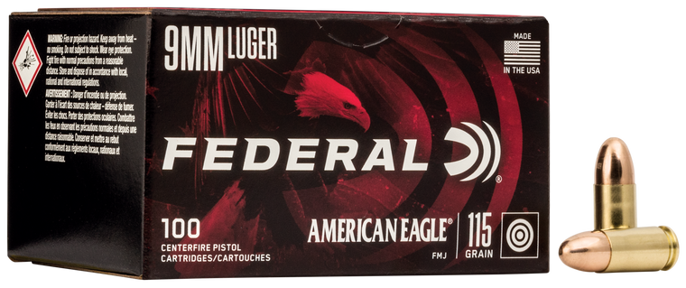 Federal American Eagle, Fed Ae9dp100       9mm      115 Fmj          100/5