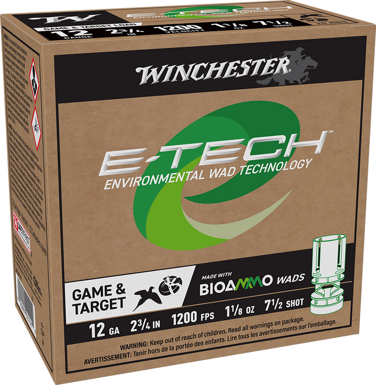 Winchester Ammo E-tech, Win Wcm127    12 2 3/4 Lsz 11/8 71/2 Biowad  25/10