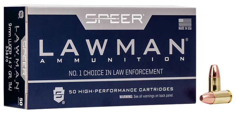 Speer Ammo Lawman, Speer 53620 Lawman       9mm   147 Tmj       50/20 Speer Ammo Lawman, Speer 53620 Lawman       9mm   147 Tmj       50/20