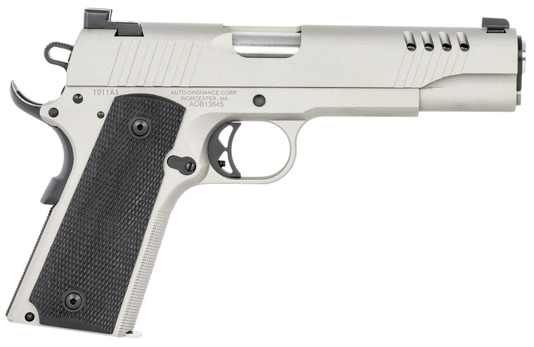 Auto Ordnance 1911TCAC6 1911 A1 .45 ACP Pistol with 5-Inch Barrel and Silver Cerakote Finish Auto Ordnance 1911TCAC6 1911 A1 .45 ACP Pistol with 5-Inch Barrel and Silver Cerakote Finish