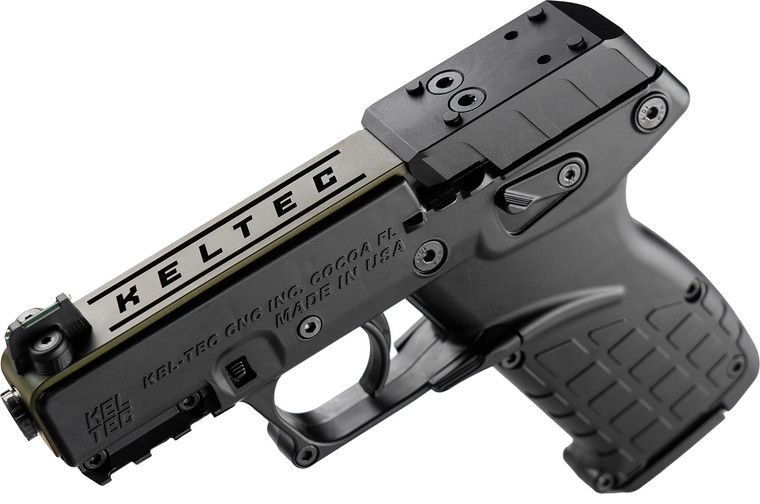 Kel-Tec P17BBLKORGRNS .22 LR Semi-Auto Pistol with Green Slide and Optic Ready Features Kel-Tec P17BBLKORGRNS .22 LR Semi-Auto Pistol with Green Slide and Optic Ready Features