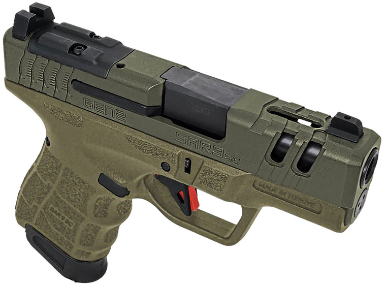 SAR USA SAR9SCG2OD Sub-Compact 9mm Luger Pistol with OD Green Polymer Frame and Optic Ready Slide SAR USA SAR9SCG2OD Sub-Compact 9mm Luger Pistol with OD Green Polymer Frame and Optic Ready Slide