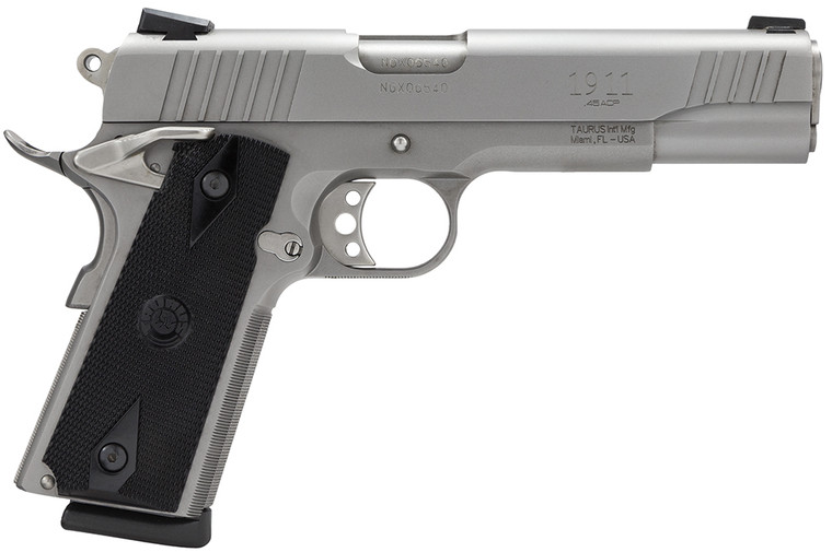 Taurus 1911 Full Size 45 ACP Pistol with 5-inch Matte Stainless Steel Barrel and Beavertail Grip