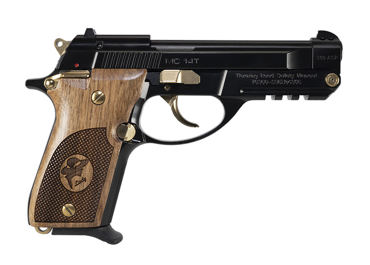 EAA Girsan MC14T Solution in 380 ACP with 4.5-inch Barrel, Gloss Black Finish with Gold Accents EAA Girsan MC14T Solution in 380 ACP with 4.5-inch Barrel, Gloss Black Finish with Gold Accents