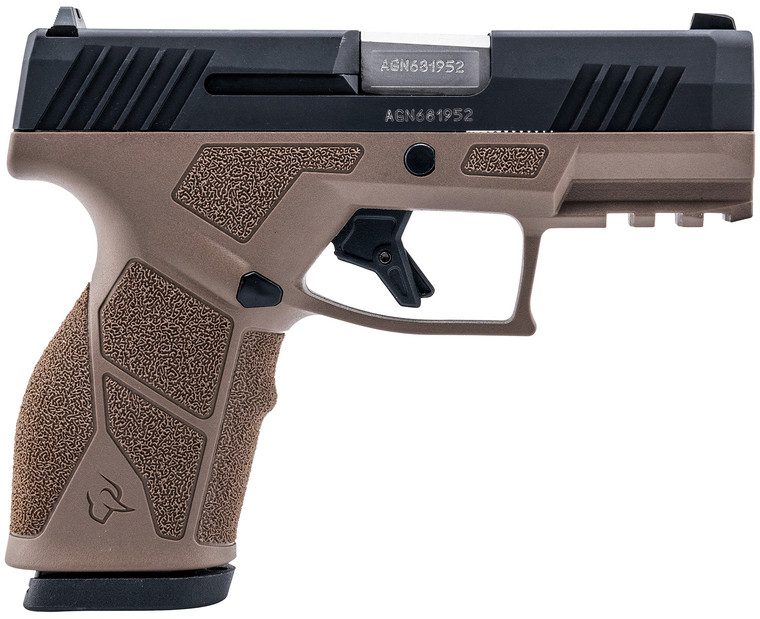 Taurus GX2 9mm Luger Pistol with 3.37-inch Barrel, Brown Polymer Frame, and Serrated Slide Taurus GX2 9mm Luger Pistol with 3.37-inch Barrel, Brown Polymer Frame, and Serrated Slide