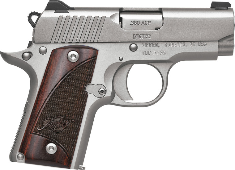 Kimber Micro Stainless Rosewood NS 380 ACP 2.75-inch Barrel, Satin Silver Finish, 7+1 Capacity