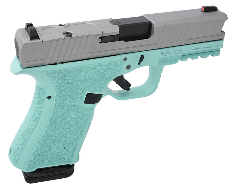 Black Rain Frontline FL-9MM-TIFF-SM Compact 9mm Pistol with Robin Egg Blue Cerakote Finish and 4-Inch Barrel