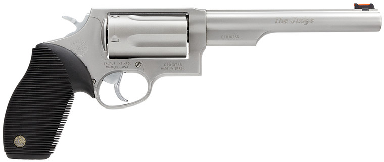Taurus Judge Compact Revolver 2-441069T in 45 Colt / 410 Bore with 6.5-inch Matte Stainless Steel Barrel Taurus Judge Compact Revolver 2-441069T in 45 Colt / 410 Bore with 6.5-inch Matte Stainless Steel Barrel