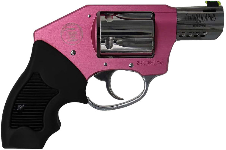 Charter Arms Off Duty Coyote .380 ACP Revolver with Pink Aluminum Frame * 2-inch Ported Barrel, 5-Round Capacity Charter Arms Off Duty Coyote .380 ACP Revolver with Pink Aluminum Frame * 2-inch Ported Barrel, 5-Round Capacity