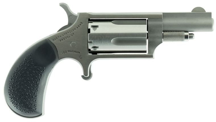 NAA 22MGRC Mini-Revolver in 22 WMR with Stainless Steel Frame and Black Rubber Grip