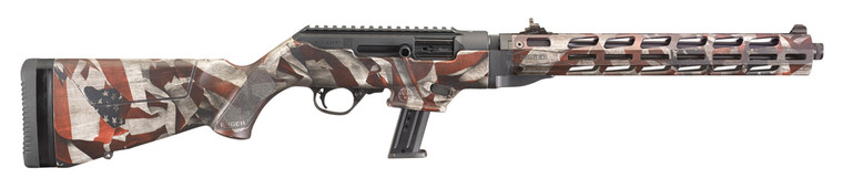 Ruger PC Carbine 19121 9mm Luger with American Flag Cerakote Finish and Fluted Barrel