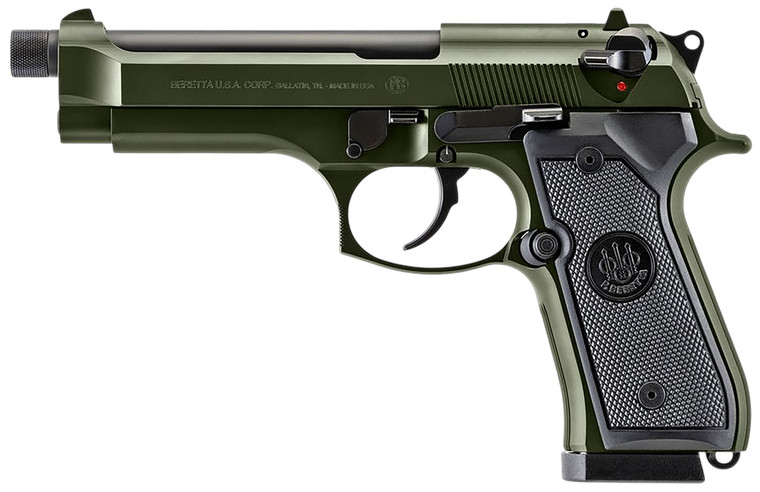 Beretta USA J92F300GR10 92FS Full Size 9mm Luger Pistol with OD Green Cerakote Finish