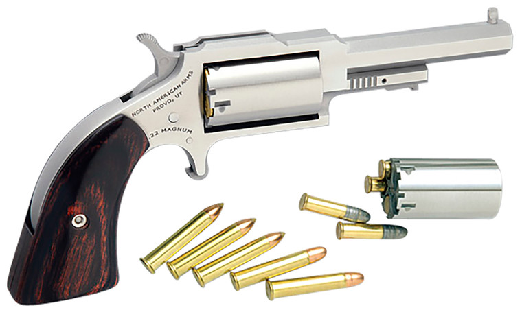 NAA 1860250C Sheriff .22 LR/.22 WMR Revolver with 2.5-inch Stainless Steel Barrel and Rosewood Grip