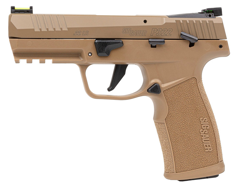 Sig Sauer P322 Compact Frame .22 LR with 4-Inch Threaded Barrel and Optic Ready Slide - Coyote Tan Finish