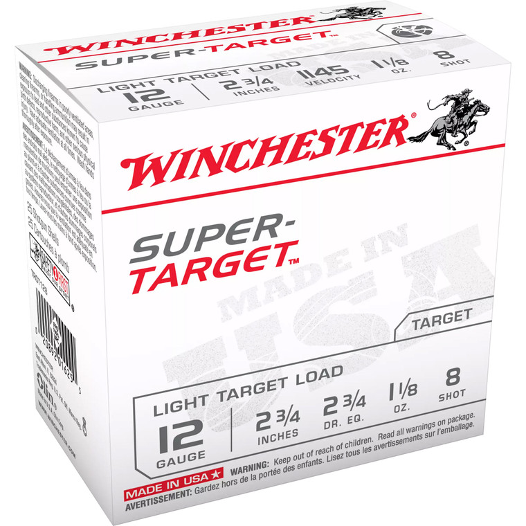 Winchester Ammunition SuperTarget 12 Gauge 2.75-inch #8 Shotshells (TRGT128), 25 Rounds of 250