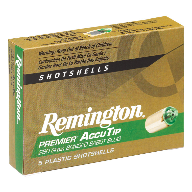 Remington AccuTip, 20 Gauge, 3, 260 Grain, Sabot Slug, 5 Round Box 20498