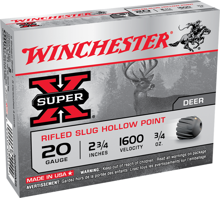 Winchester Ammo Super X, Win X20rsm5    Super-x    20 2.75 Slug   3/4  5/50