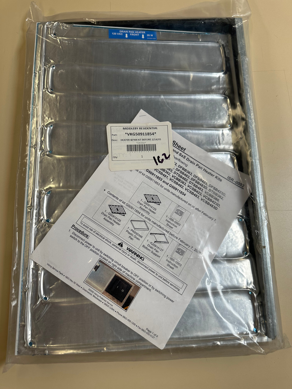 G50911854 VIKING REFRIGERATOR LOVWER DRAIN PAN SERVICE KIT