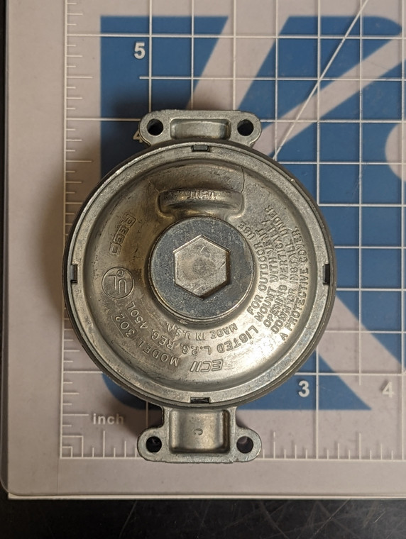 Metal LP tank regulator for a Viking grill