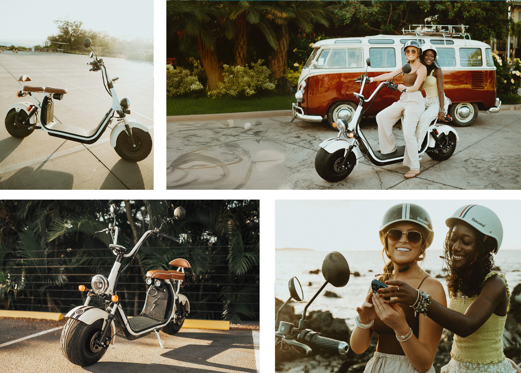 collage of images of people riding Island Cruzers