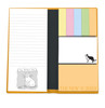 Inside photo of the product, showcasing the notepad, sticky-note tabs and pads, as well as cat cartoons.
