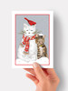 Cat and Snowman - 4.5 x 6.25 Christmas Card