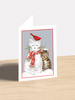 Cat and Snowman - 4.5 x 6.25 Christmas Card
