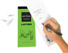 Person using New Yorker cartoon legal notepad, with example of inside pages.