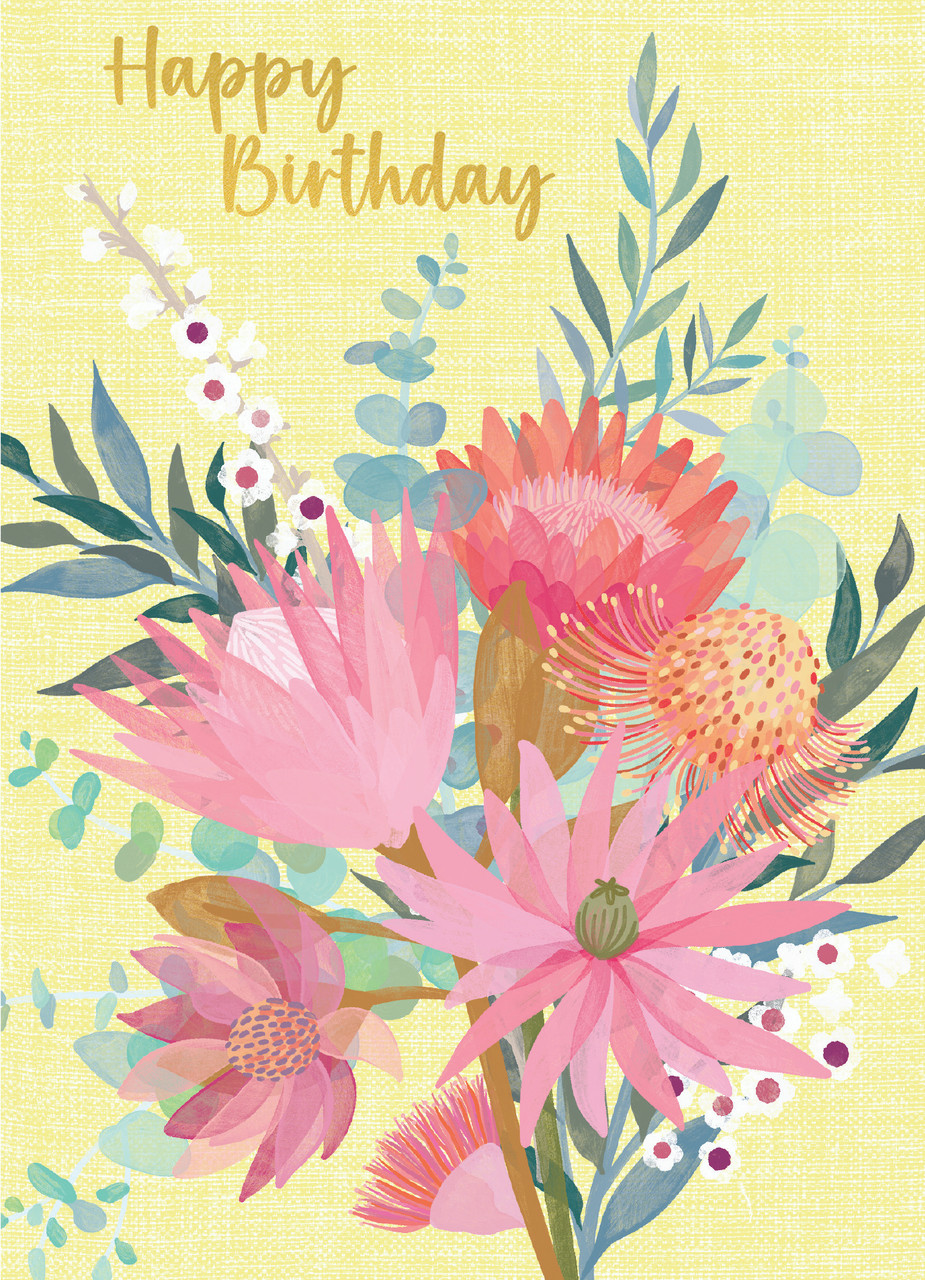 HB - BOUQUET BIRTHDAY - 5 x 7 NELSON LINE CARD - Nelson Line