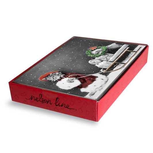 Christmas Kitty - Vintage - Christmas Box Of 12 Cds/Env | Cat Greeting Card | Nelson Line Studio