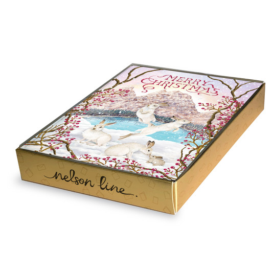 Merry Rabbits - Christmas Box - 12 Cds/Env | Christmas & Holiday Greeting Card | Nelson Line Studio