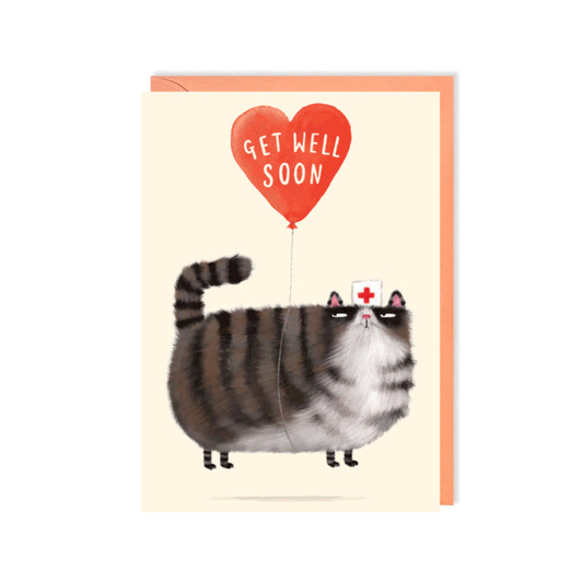 GET WELL SOON CAT - 4 x 6 CARD