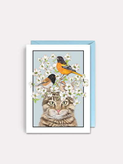 Cat And Dogwood | Birthday Greeting Card | Sugarhouse Greetings
