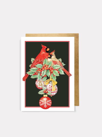 Cardinal Ornaments - 4.5 x 6.25 Christmas Card