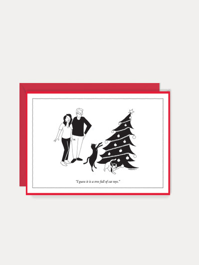 Cat Toys - 5" x 7" Christmas Cartoon Card