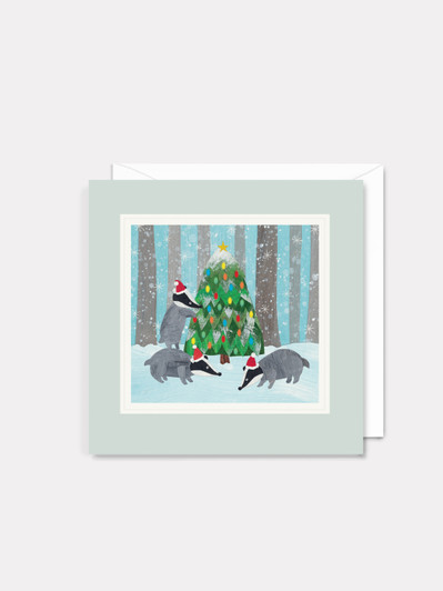 Christmas Badgers - 6 x 6 Christmas Art Card