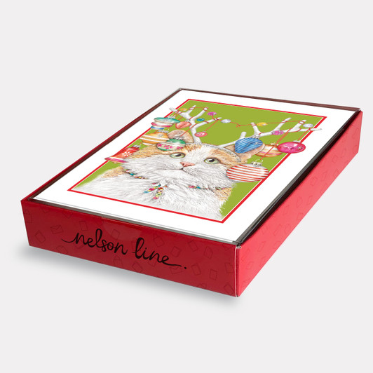 Kitty Antlers - 10/Box Christmas Cards
