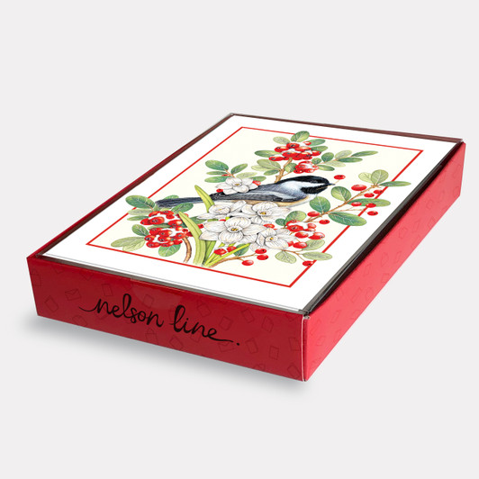 Red Berry Bird - 10/Box Christmas Cards