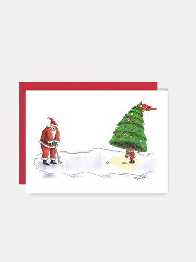 Santa Golf - 4.5” x 6.25” Christmas Card