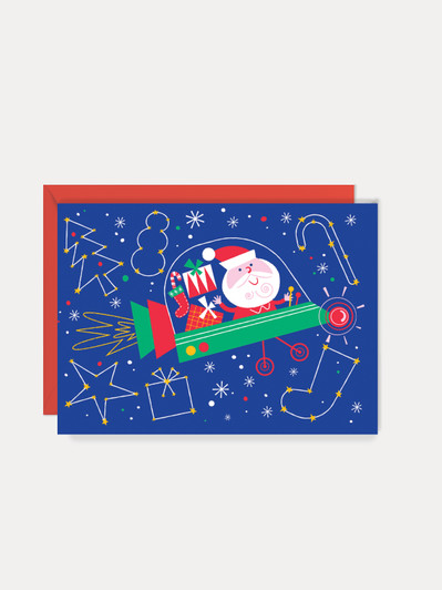 Space Santa - 4.5 x 6.4 Christmas Card