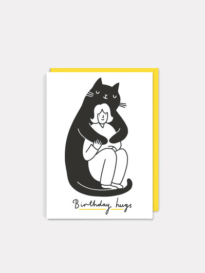 Giant Cat Birthday Hugs | Birthday Card | Kitty Kenda
