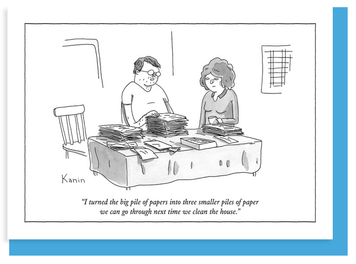Paper Piles - New Yorker Cartoon Card - NYC395