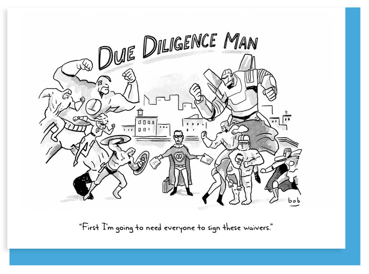 Due Diligence Man - Nelson Line Cartoon Card - NLCC062