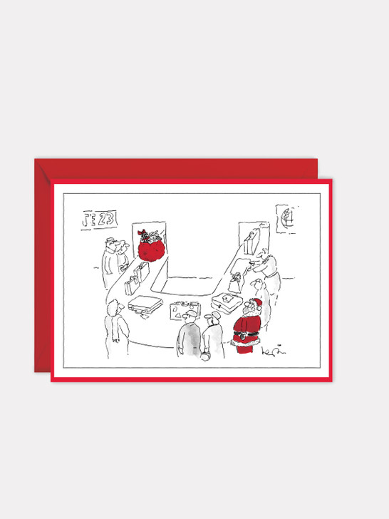 Santa At The Airport | New Yorker Christmas Cover Card