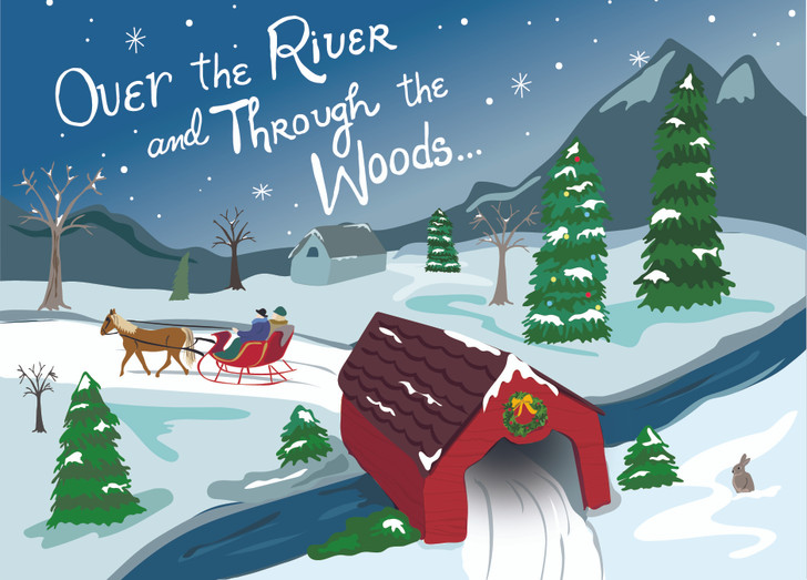 THROUGH THE WOODS - 4-1/2 x 6-1/4" XMAS CARD