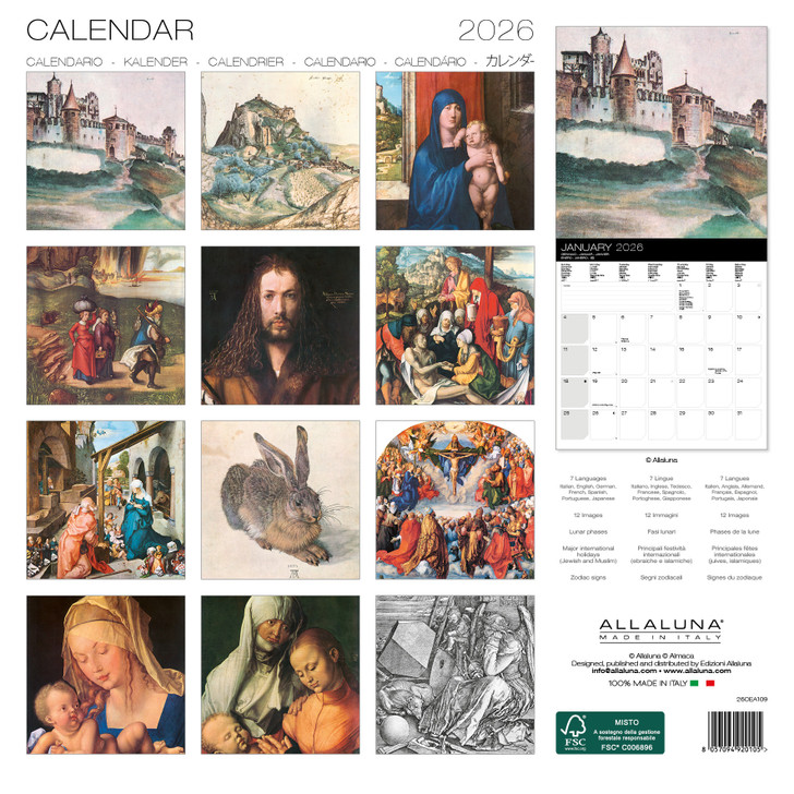ALBRECHT DURER - 12 x 12 WALL CALENDAR