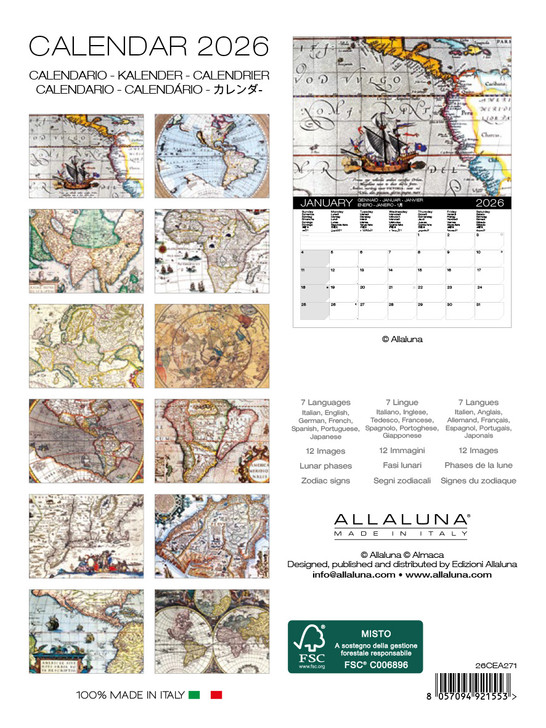 ANTIQUE MAPS - 6 x 8 DESK CALENDAR