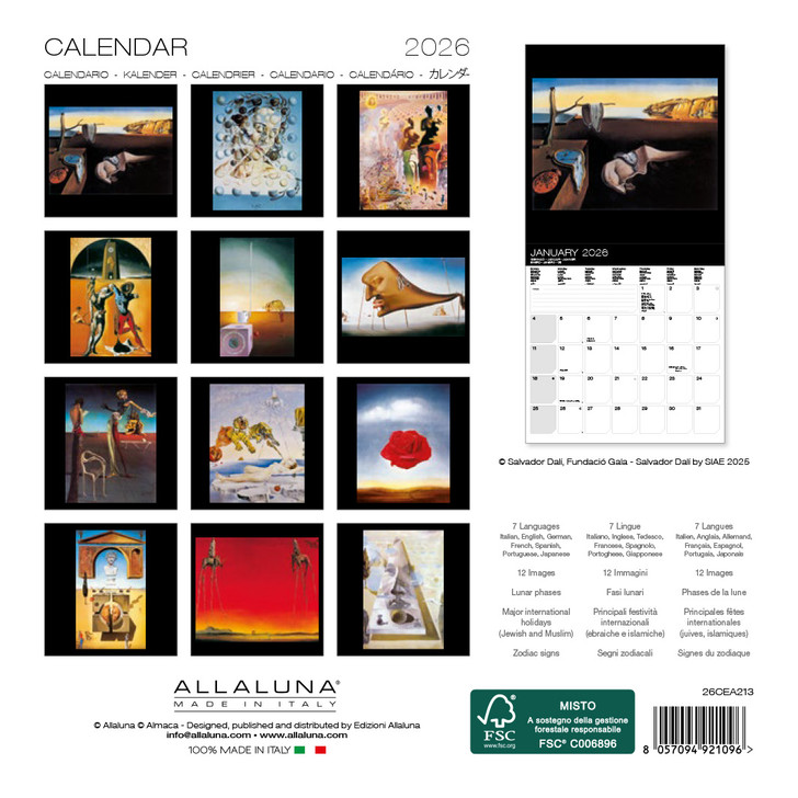 DALI - 7 x 7 SMALL WALL CALENDAR